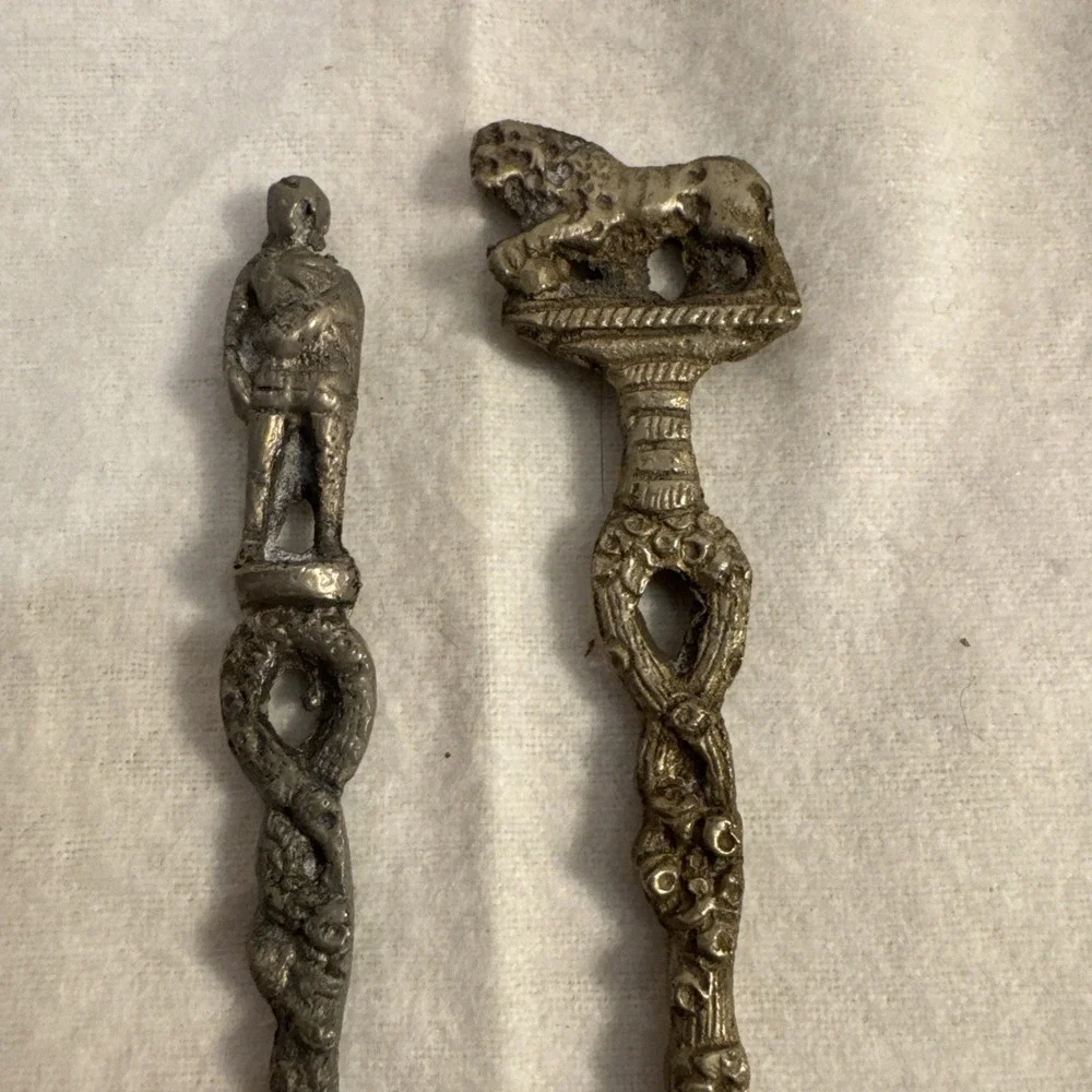 Italy‎ Silverplate Souvenir Spoons Pair Set of 2 Ornate Handles Collectible